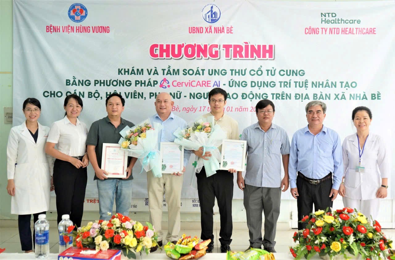 TỔ CHỨC KHÁM VÀ TẦM SOÁT UNG THƯ CỔ TỬ CUNG BẰNG PHƯƠNG PHÁP CERVICARE AI ỨNG DỤNG TRÍ TUỆ NHÂN TẠO CHO CÁN BỘ, HỘI VIÊN, PHỤ NỮ - NGƯỜI LAO ĐỘNG TRÊN ĐỊA BÀN XÃ NHÀ BÈ.